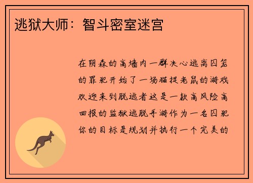 逃狱大师：智斗密室迷宫